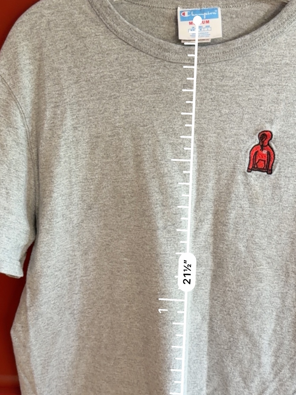 Champion Gray Short-Sleeve Tee with Small Red Embroidered Logo - Picture 7 of 8